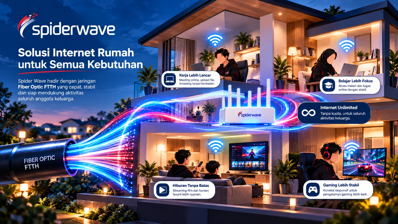 Solusi internet fiber optic Spider Wave
