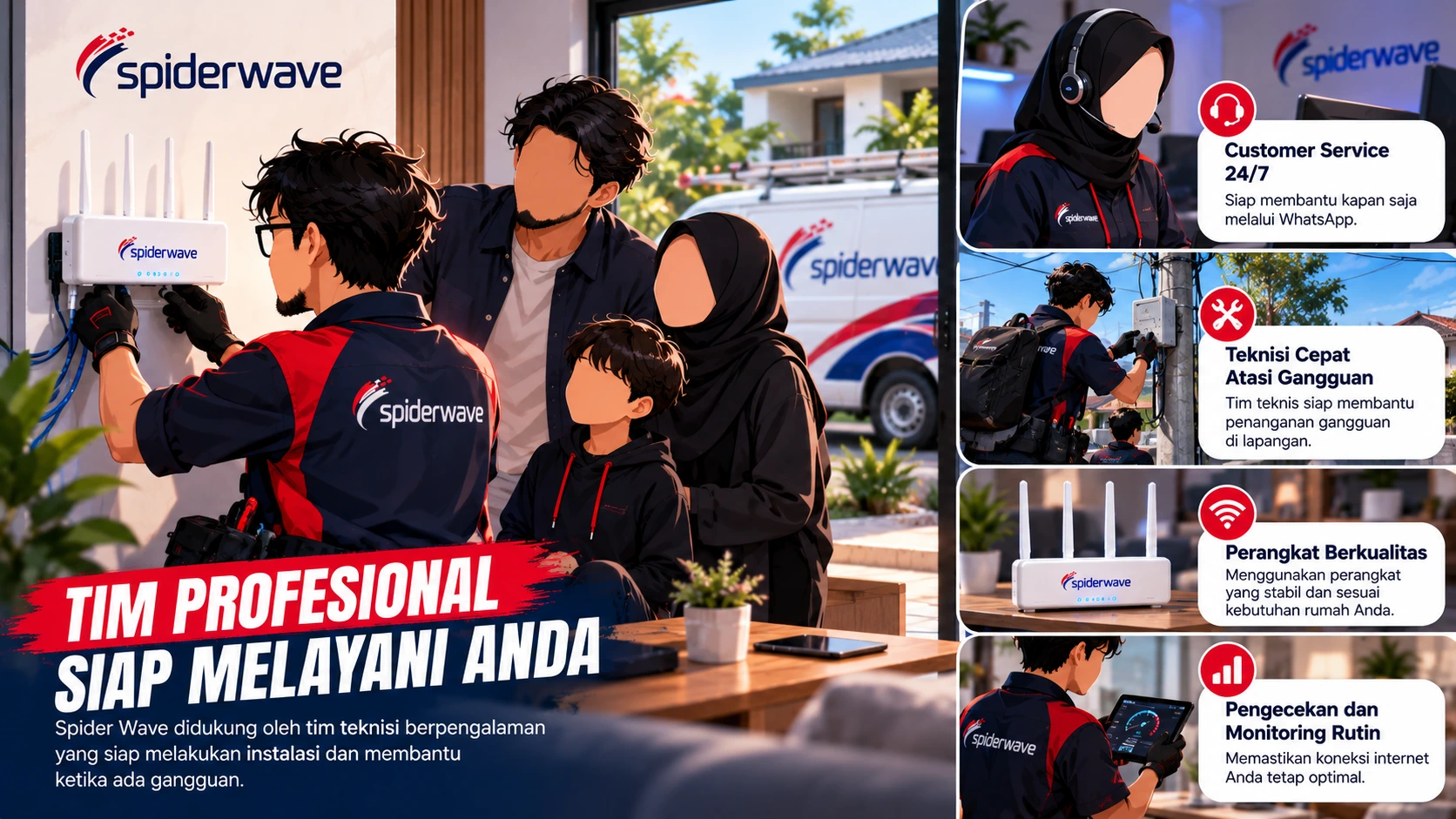 Tim layanan dan teknisi Spider Wave