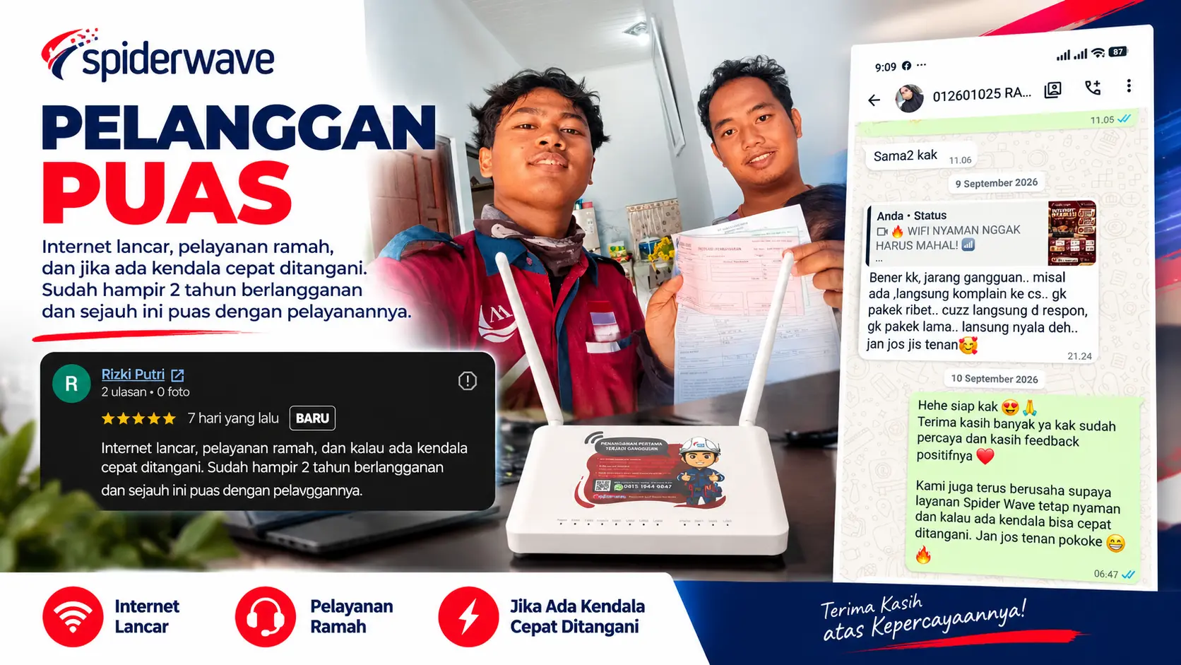 Testimoni pelanggan Spider Wave